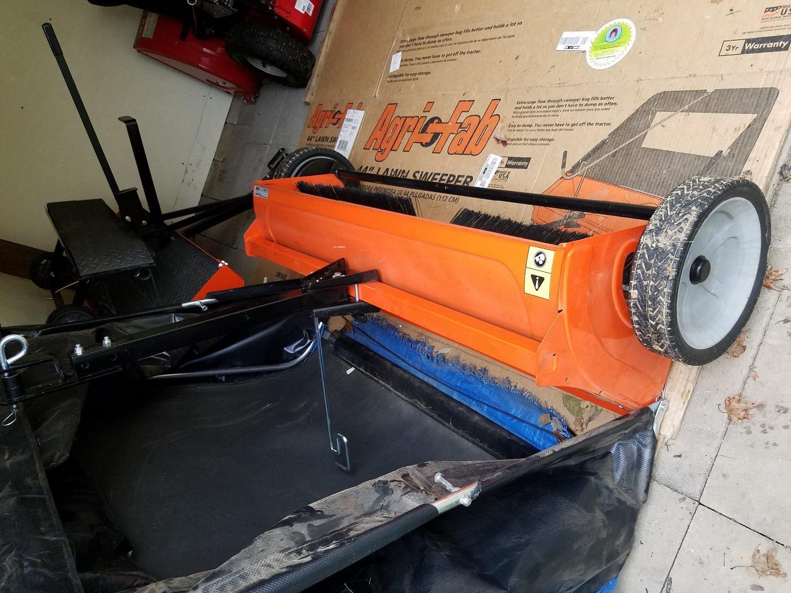 Agri-Fab 44 In Tow-Behind Lawn Sweeper with 28 Cu Ft Flow-Through Hopper Bag, Adjustable Brush Height, and Dump From Seat Handle customer photo 2