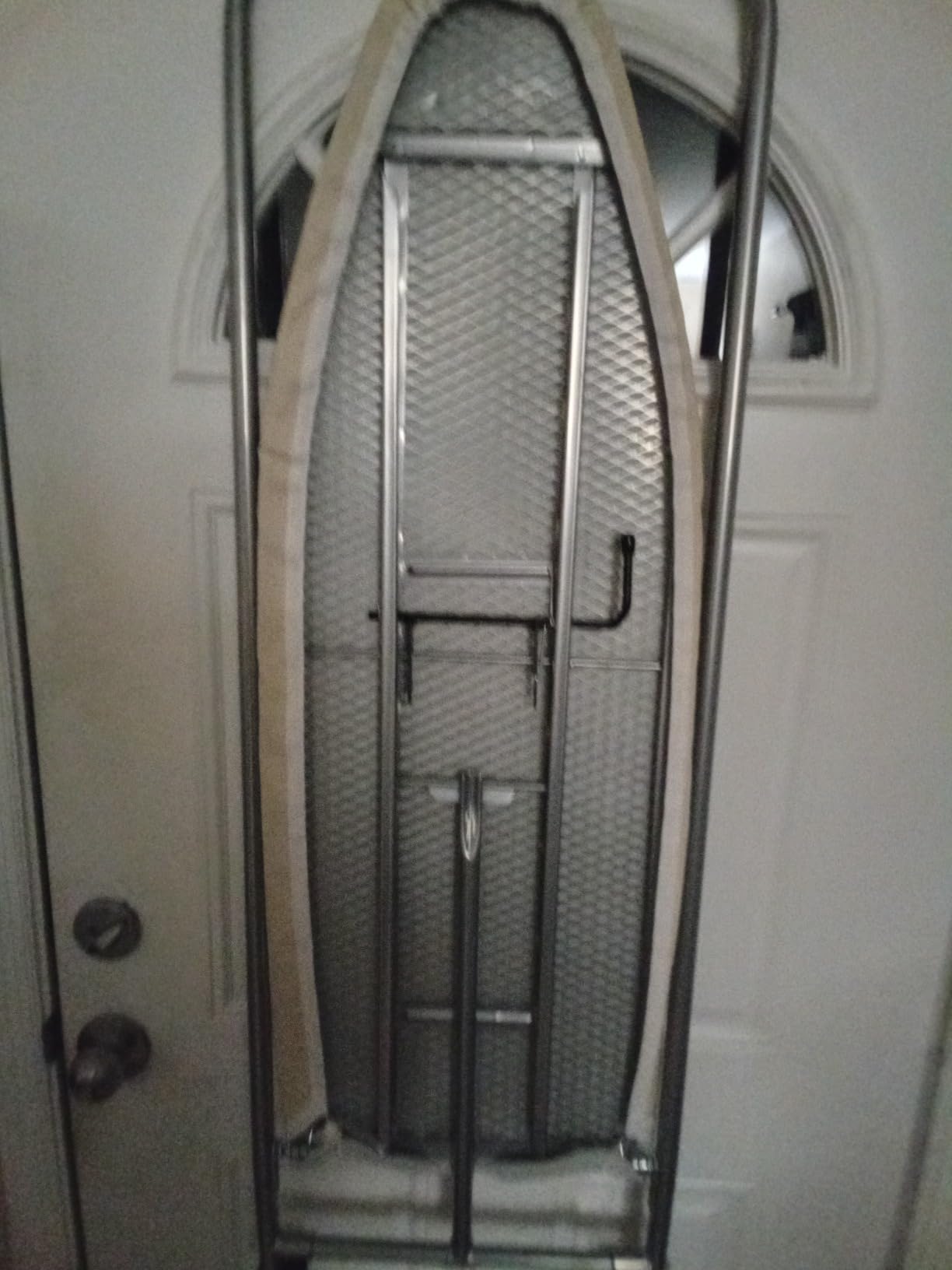 Household Essentials 144222 Over The Door Small Ironing Board with Iron Holder, Natural Cotton Cover Silver customer photo 1