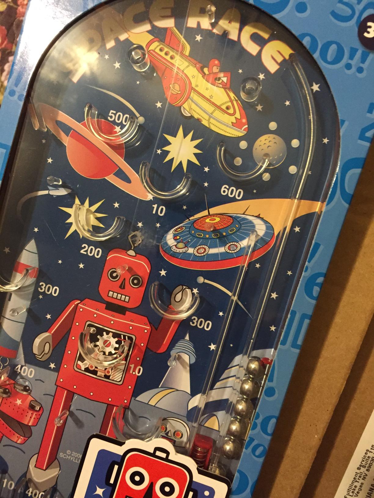 Schylling Space Race Pinball Game - Portable Retro Pinball Toy - Sturdy Construction with Lever, Metal Balls, and Classic Space Design - Ages 3 and Up customer photo 1