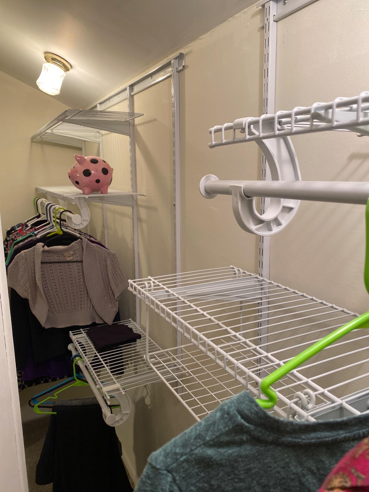 ClosetMaid ShelfTrack Wire Closet Organizer System, Adjustable from 4 to 6 Ft., With Shelves, Clothes Rods, Hardware, Durable Steel, White customer photo 1