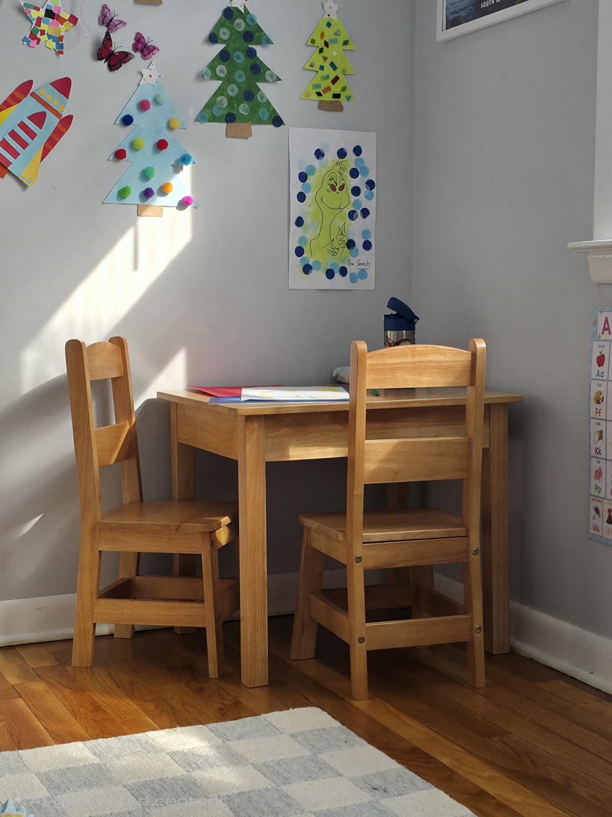 Melissa & Doug Solid Wood Kids Table and Chairs (2), Premium Quality Wooden Toddler Table and Chair Set for Kids Playroom Furniture & Montessori Classroom Furniture for Boys & Girls Ages 3+ customer photo 1