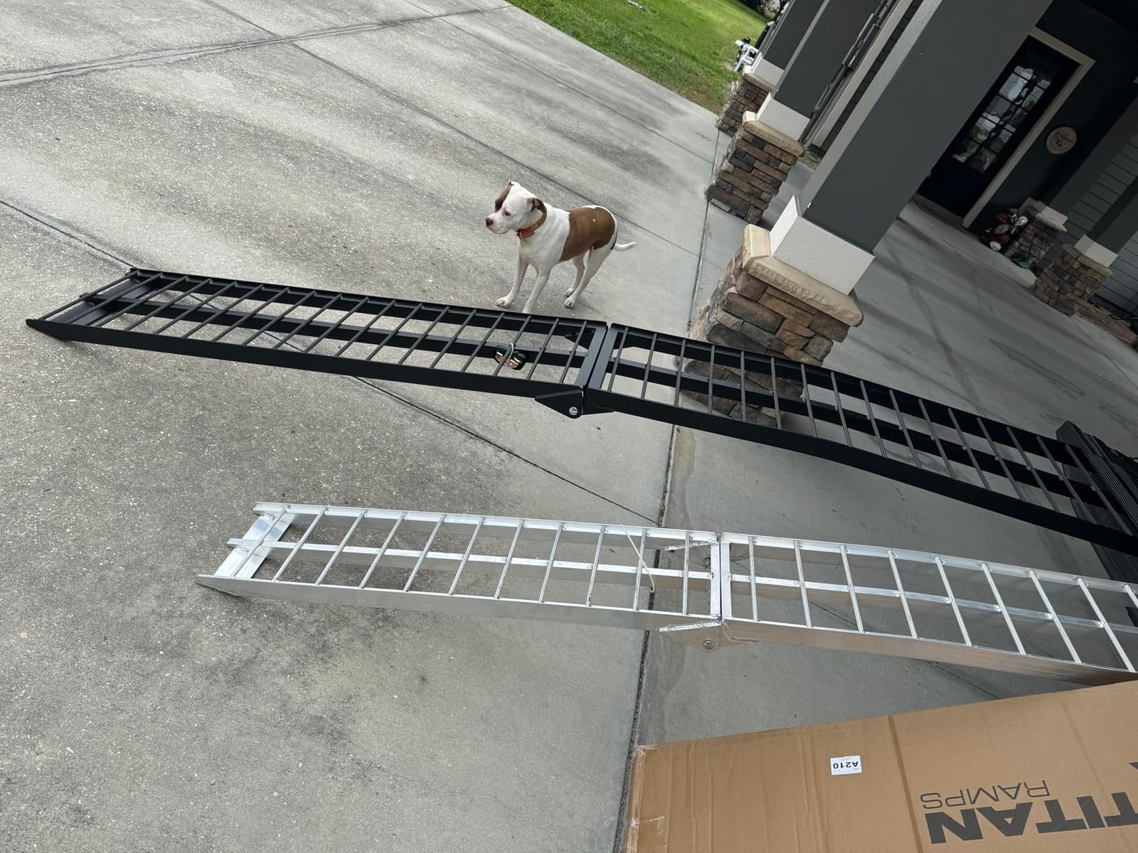 Titan Ramps 10 Foot Folding Motorcycle Loading Ramp, Arched Aluminum Design, Portable and Heavy Duty with 800 Pound Weight Capacity, Black customer photo 2
