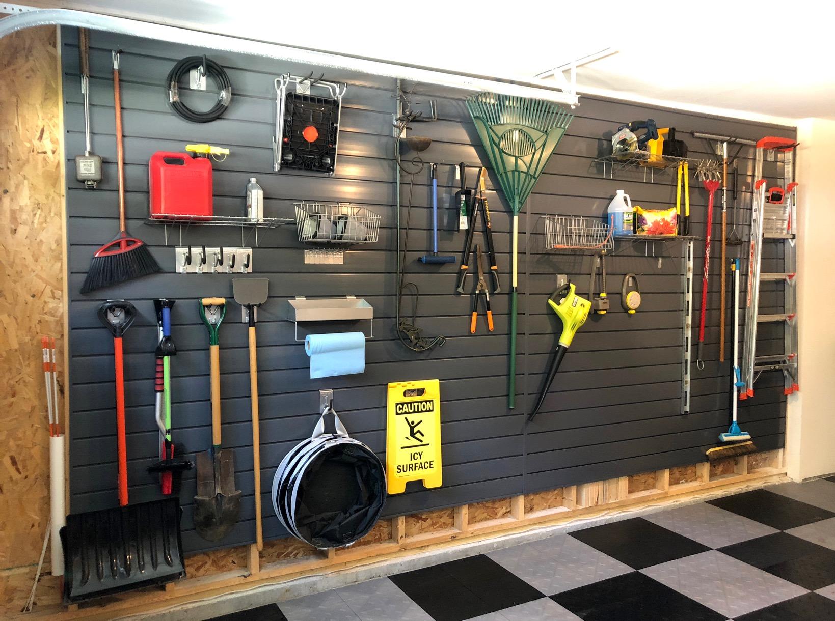 Proslat 88107 Heavy Duty PVC Slatwall Garage Organizer, 8-Feet by 4-Feet Section, 10 Panels, Light Grey customer photo 2