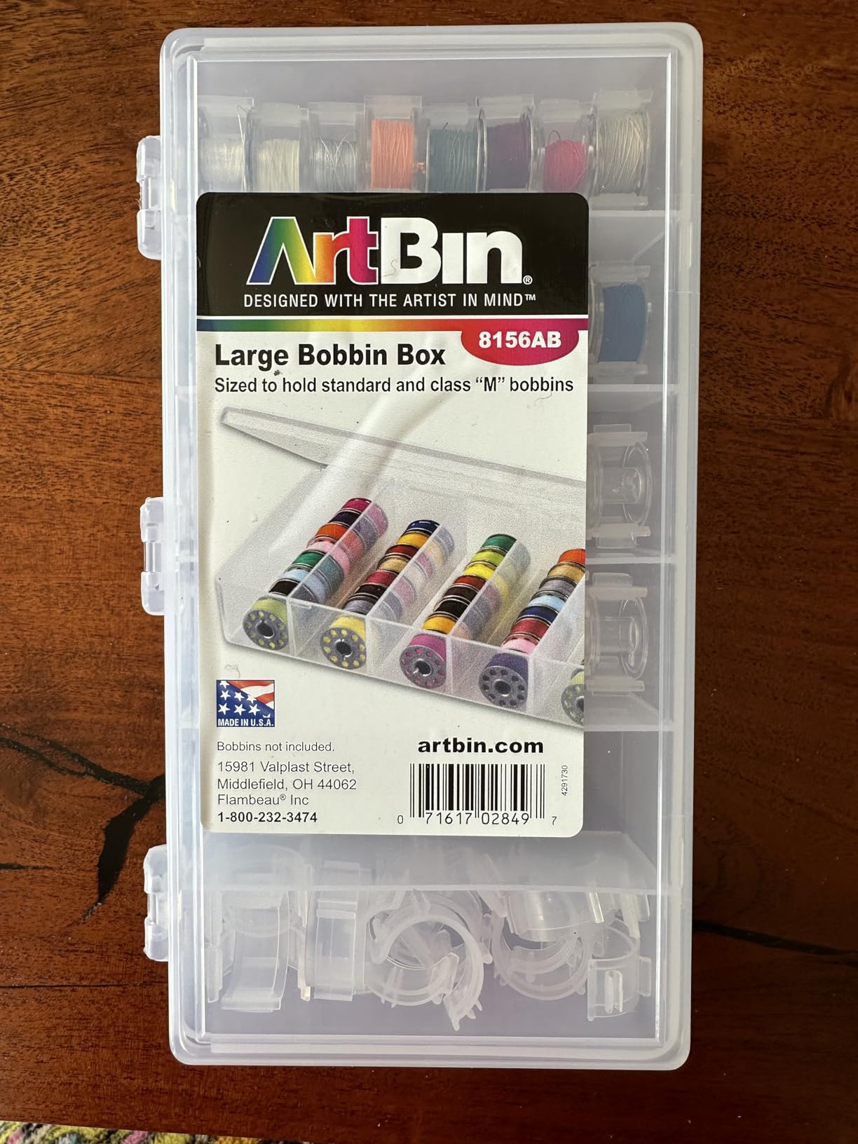 ArtBin 8156AB Large Bobbin Box, Sewing Bobbin Organizer, Plastic Storage Case, Clear customer photo 1