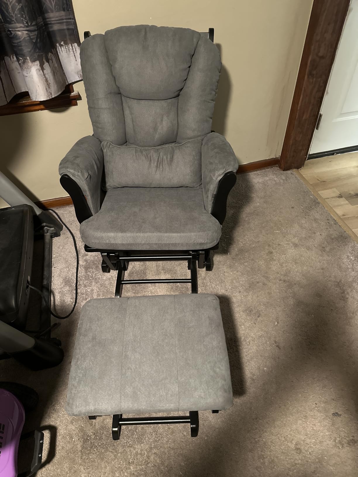 Storkcraft Tuscany Custom Glider and Ottoman with Free Lumbar Pillow (Espresso/Taupe Swirl) - Cleanable Upholstered Comfort Rocking Nursery Chair with Ottoman customer photo 2