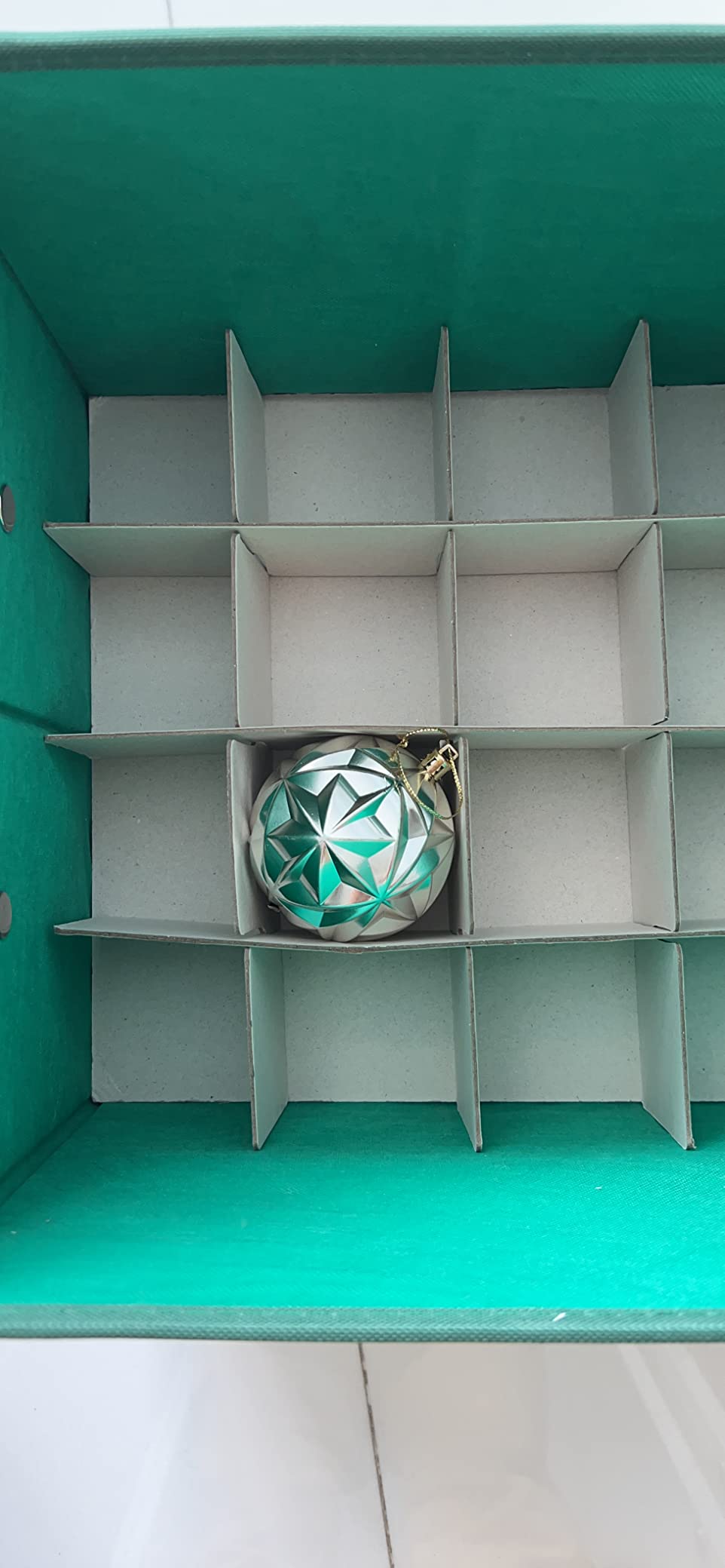 Storage Ornament Box - Holiday Organizer Cube with 64 Individual Compartments and Adjustable Dividers - For Christmas Decorations by Elf Stor (Green) customer photo 1