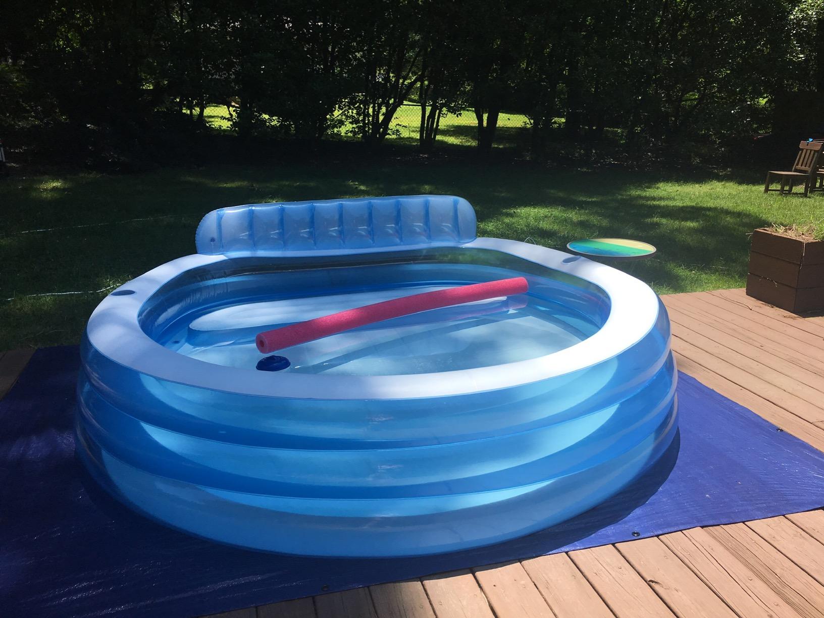 INTEX Round Family Lounge Inflatable Swimming Pool for Kids and Adults | 57190EP - Outdoor Backyard Swim Center with Built-In Bench & Drink Holders, 90in x 86in x 31in customer photo 1