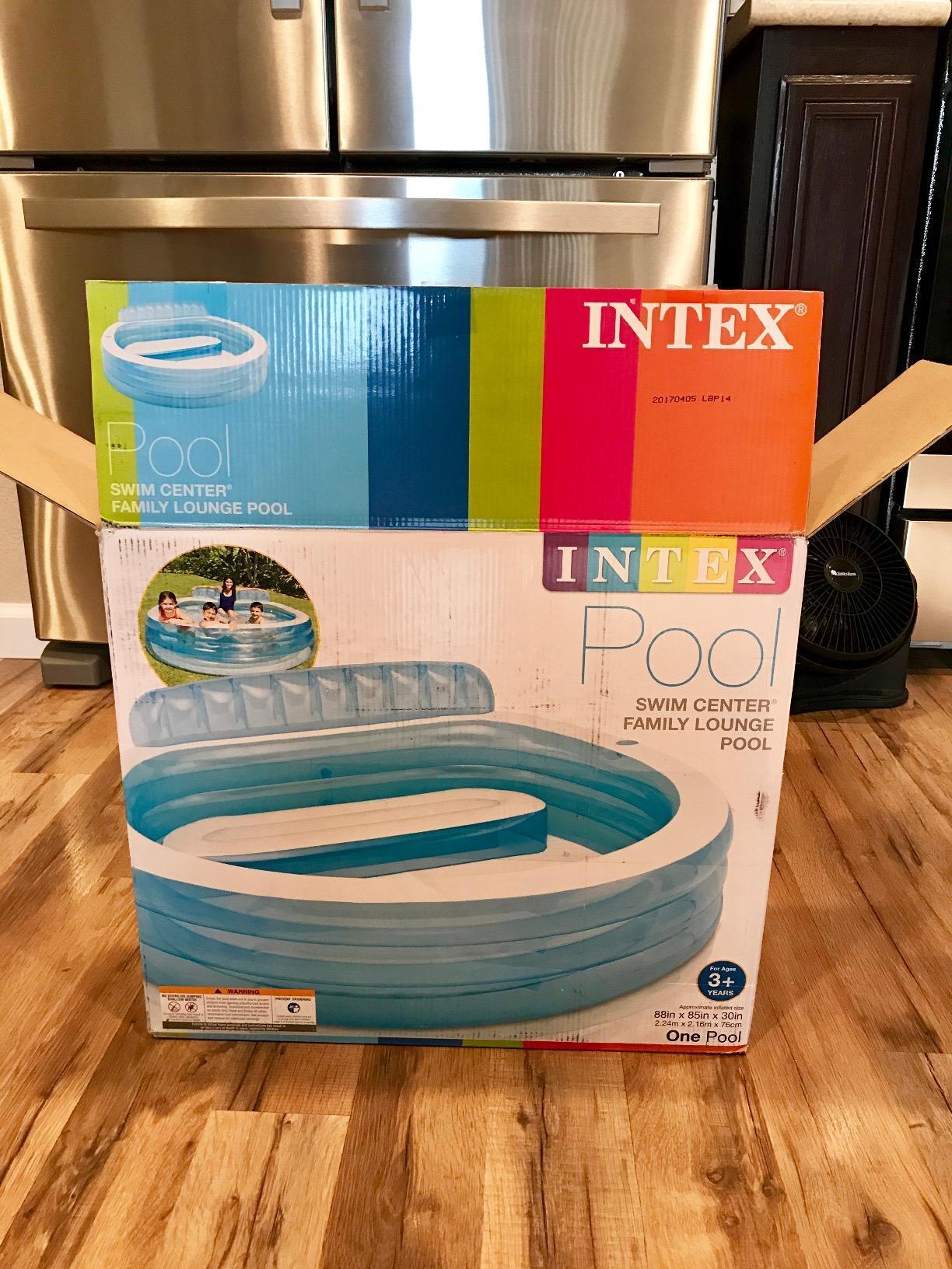 INTEX Round Family Lounge Inflatable Swimming Pool for Kids and Adults | 57190EP - Outdoor Backyard Swim Center with Built-In Bench & Drink Holders, 90in x 86in x 31in customer photo 2