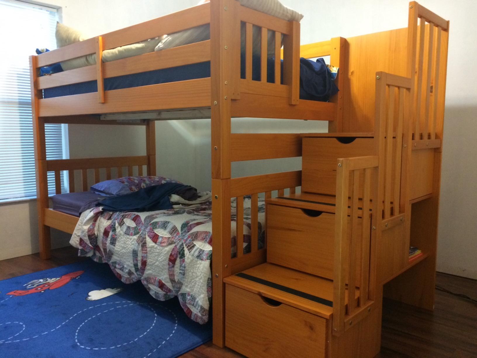 Bedz King Stairway Bunk Beds Twin Over Twin, 3 Step Drawers, Gray customer photo 2