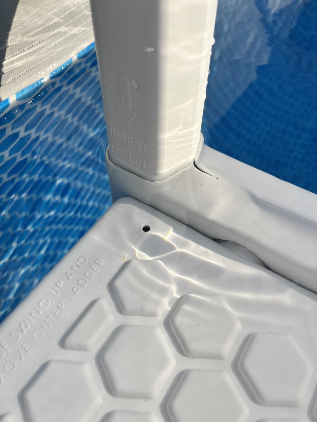 Blue Wave Easy Pool Steps - Above Ground Pool Ladder Anti-Slip Wide Stairs with Deck Mounting Brackets - Fits 48-54 Inch Pools, 350-lb Limit - White Vinyl customer photo 1