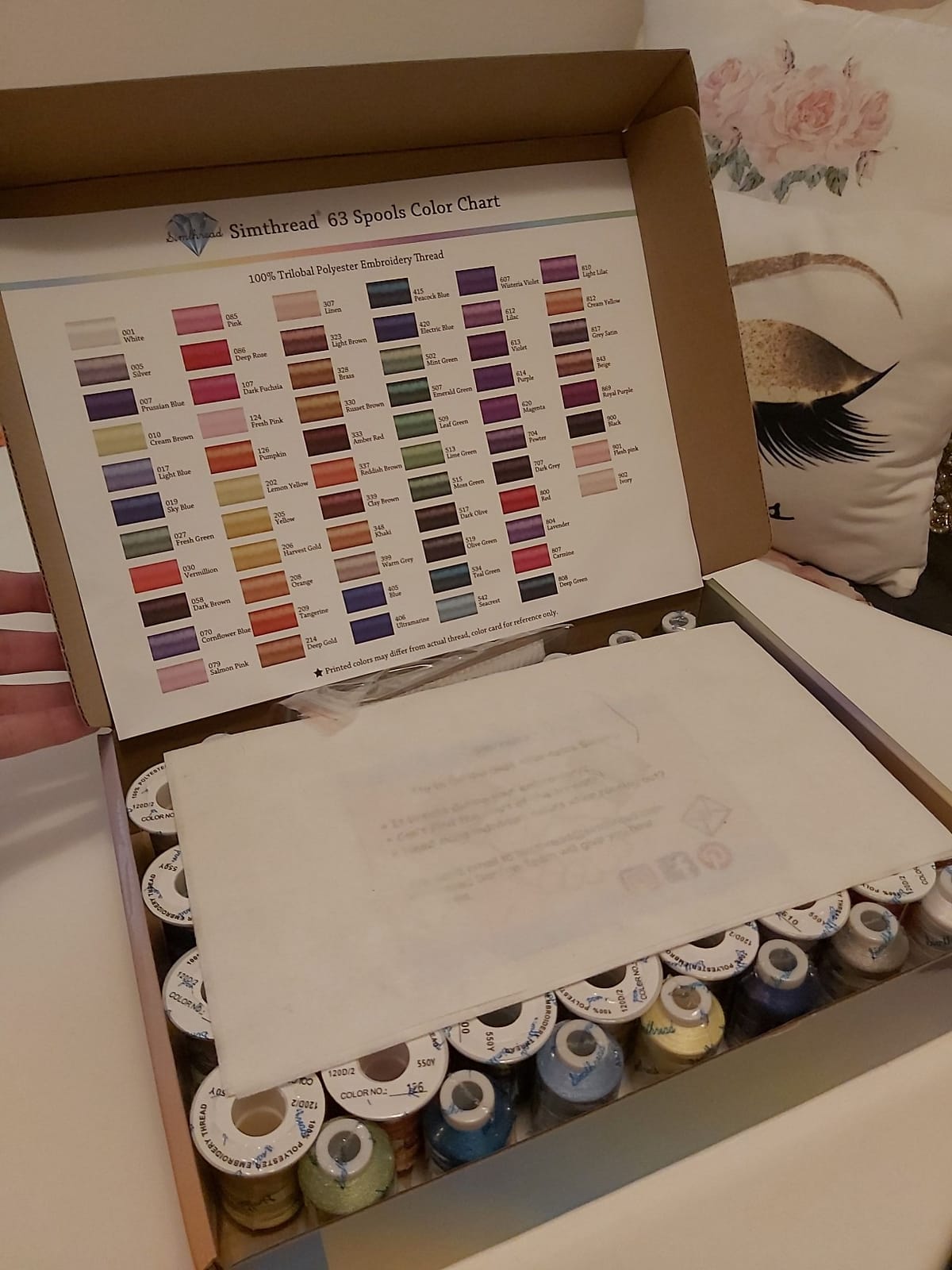 Simthread 63 Colors Polyester Embroidery Machine Thread Kit | 40 Weight for Brother Babylock Janome Singer Pfaff Husqvarna Bernina Embroidery, 500M/550Y spool customer photo 2