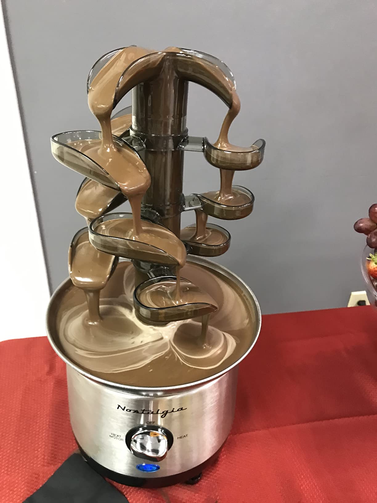 Nostalgia 4 Tier Electric Chocolate Fondue Fountain Machine for Parties - Melts Cheese, Queso, Candy, and Liqueur - Dip Strawberries, Apple Wedges, Vegetables, and More - 32-Ounce - Stainless Steel customer photo 1
