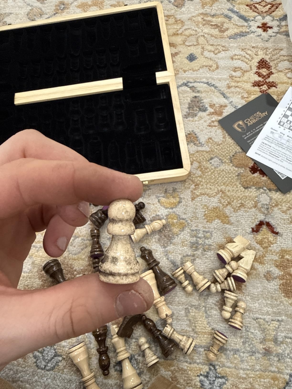 Chess Armory Wooden Chess Set 15 Inch - Classic Handcrafted Game Board for Adults with Extra Queen Pieces and Storage Box - Ideal for Home and Travel - Non-Magnetic customer photo 1