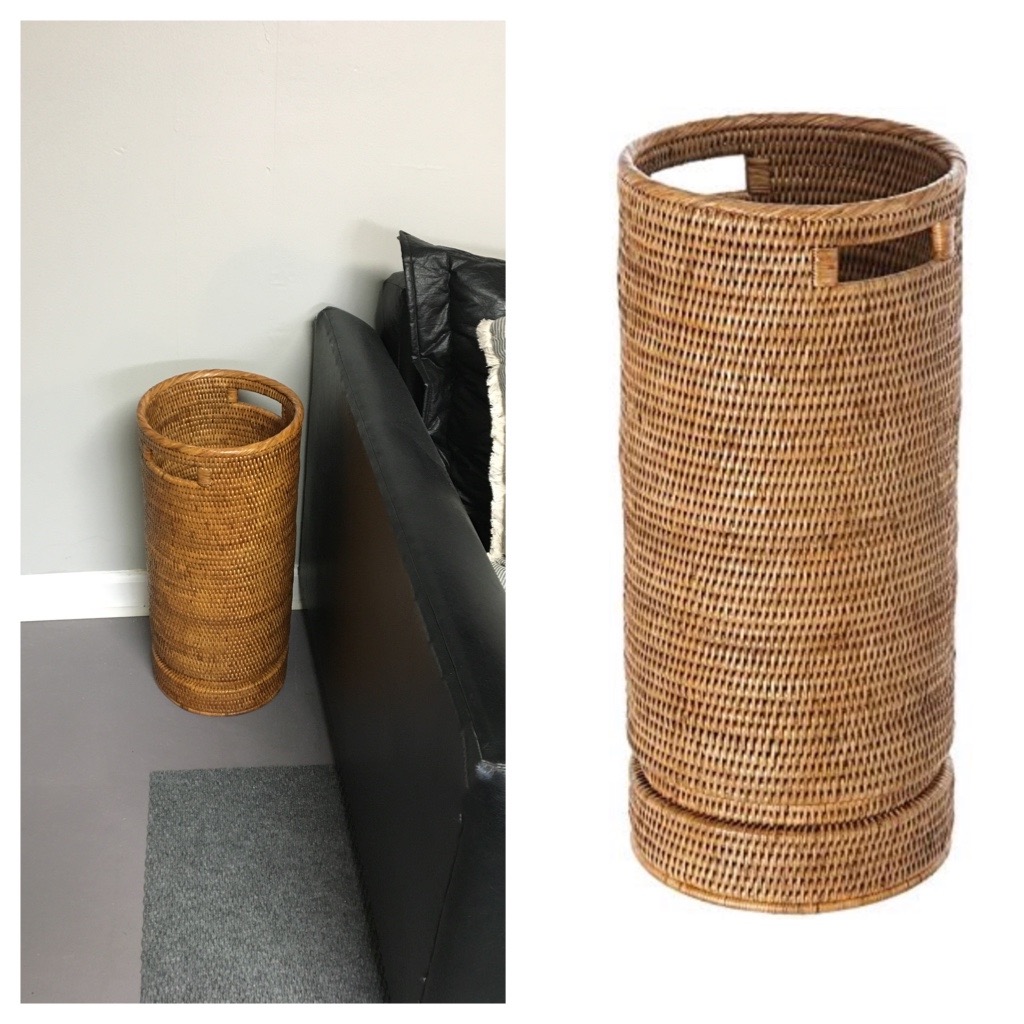 KOUBOO Entryway Umbrella Stand, La Jolla Rattan, Handmade, Honey Brown, Sturdy Holder for Umbrellas, Walking Sticks, Canes, with Dip Tray, Home Decor customer photo 2