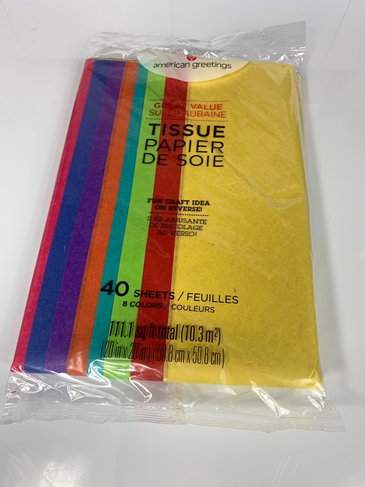American Greetings Rainbow Tissue Paper, 40 Sheets (8 colors, 20 in. x 20 in.) for Birthdays, All Occasions, Gift Bags and Boxes, Gift Wrap, Crafts, Paper Flowers, Pom Poms, and More customer photo 1