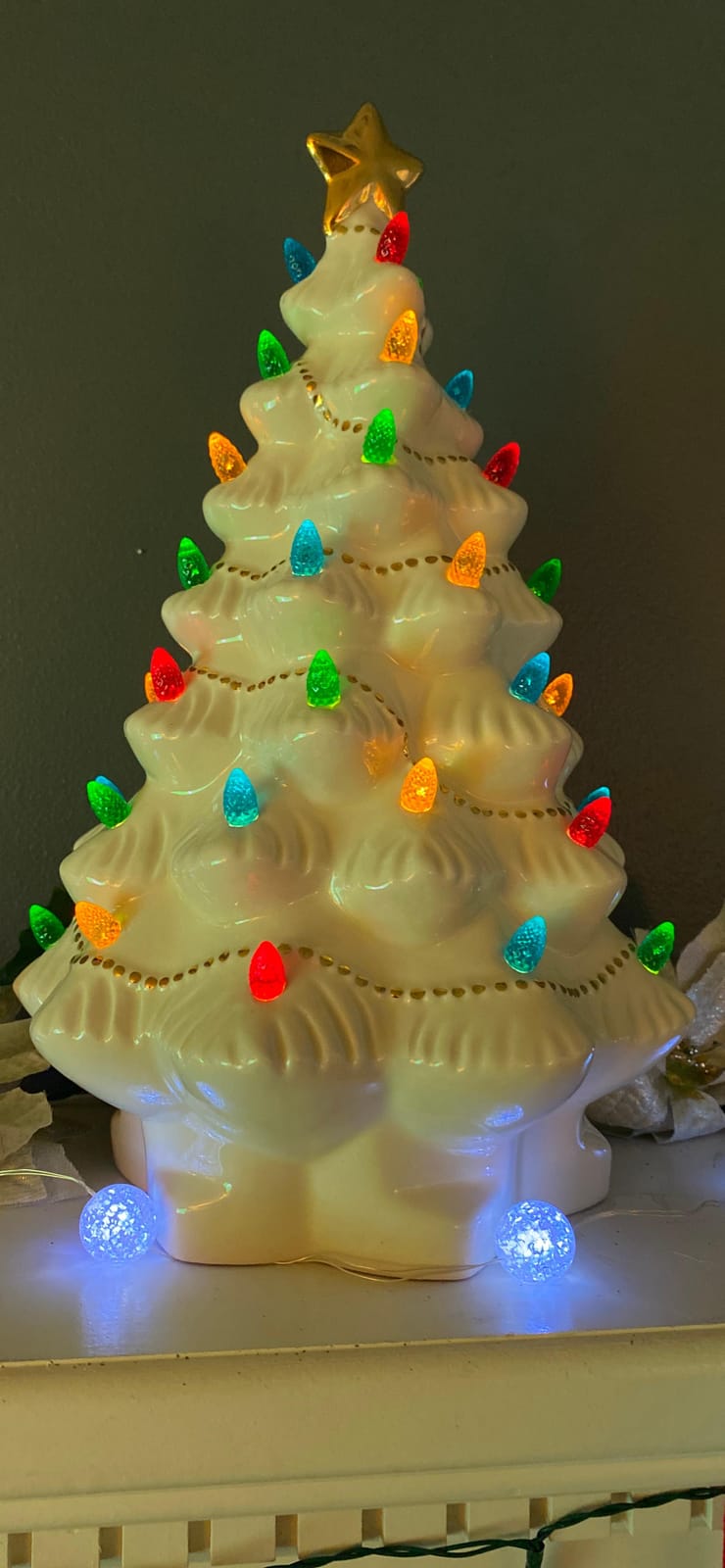 Lenox Treasured Traditions Ivory Light-Up Christmas Tree Figurine | dolomite ceramic, 8.82 inch height | requires 3 aaa batteries, not included | collectible christmas decor gift customer photo 1