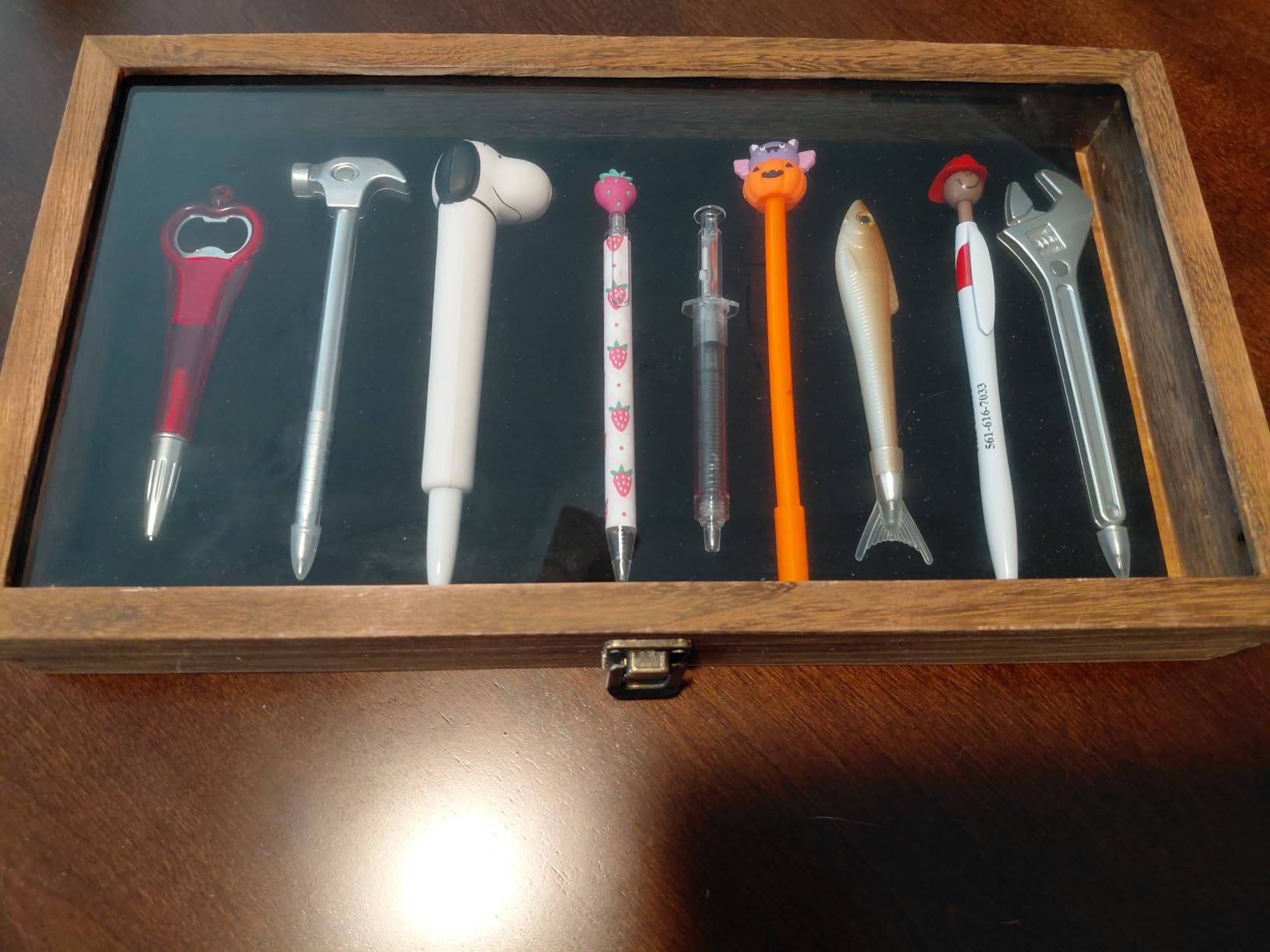 MOOCA Wood Jewelry Display Case with Tempered Glass Top, Black Velvet Pad customer photo 1