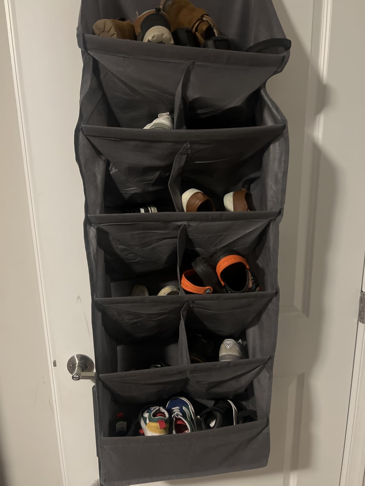 Simple Houseware 24 Pockets - Crystal Clear Over The Door Hanging Shoe Organizer, Gray (64'' x 19'') customer photo 2