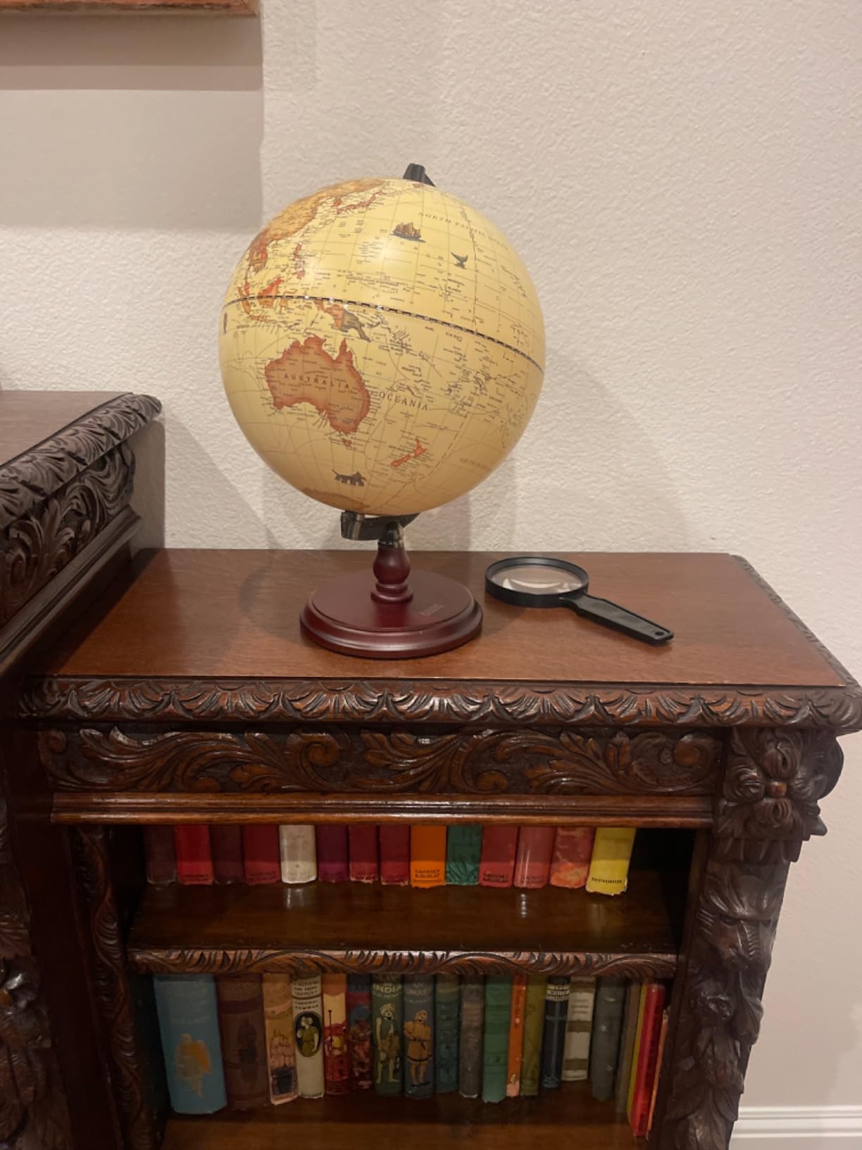 Exerz 12 Inches Antique World Globe Rotating Vintage Color Modern Map | Wooden Base Large Decorative Desk Sphere for Study Office Classroom Geography Learning English customer photo 1