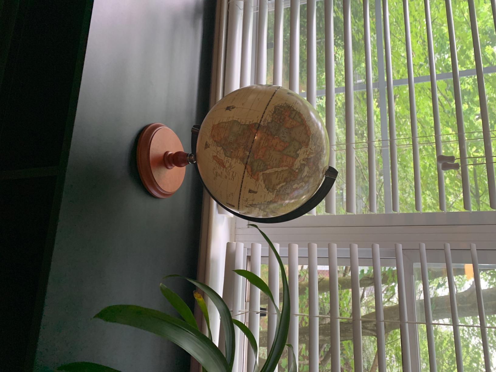 Exerz 12 Inches Antique World Globe Rotating Vintage Color Modern Map | Wooden Base Large Decorative Desk Sphere for Study Office Classroom Geography Learning English customer photo 2