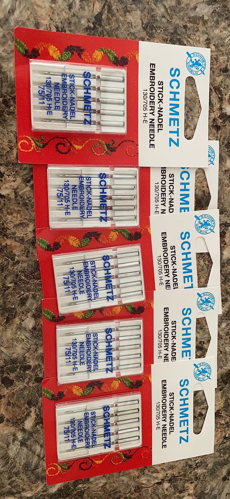 SCHMETZ Embroidery Sewing Machine Needles - Precision Needles, Assorted Sizes, 5-Needle Cards, Pack of 5 customer photo 1