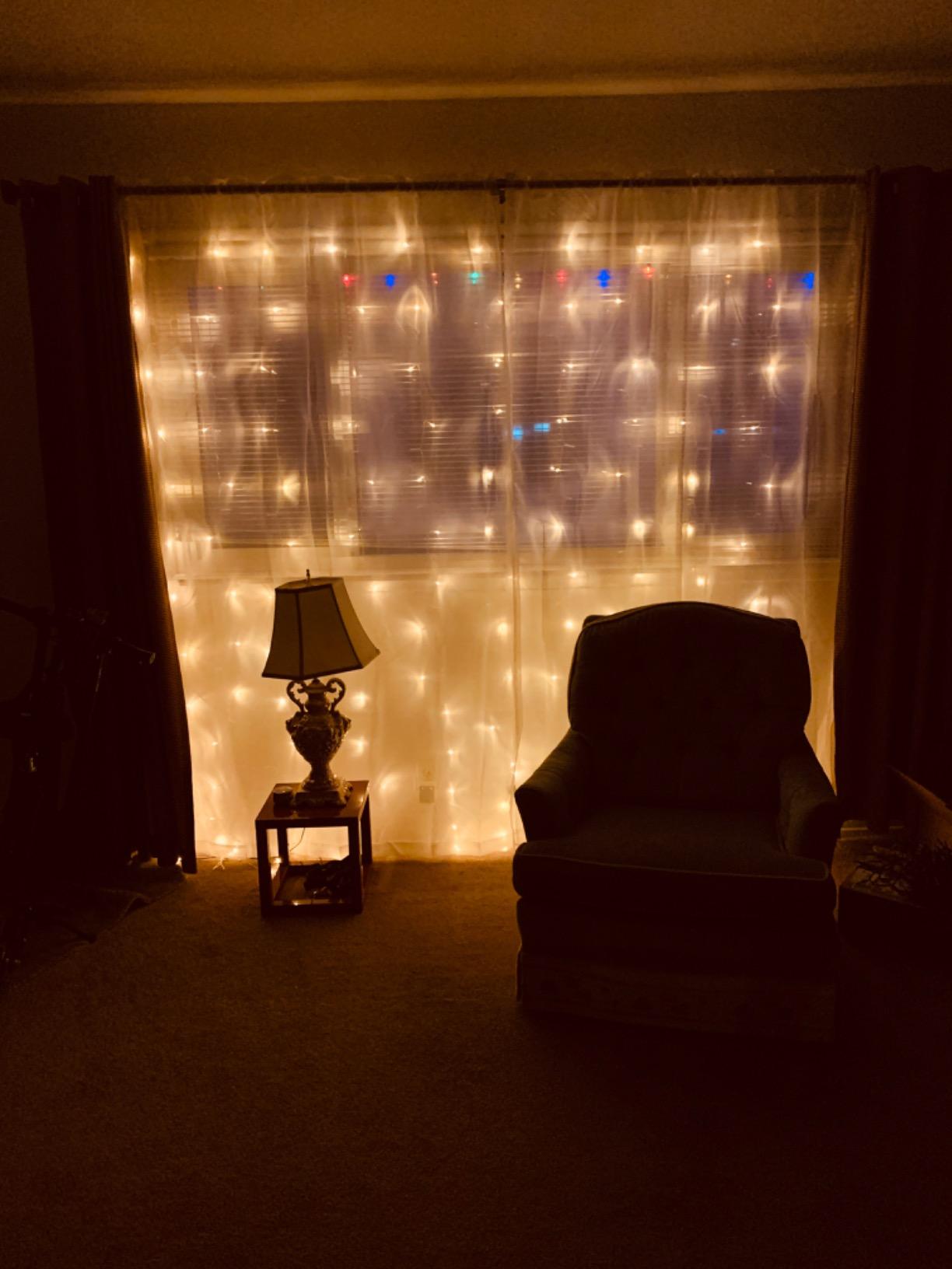 Twinkle Star 300 LED Curtain String Lights, Warm White, 8 Modes, Plug In, For Bedroom Wedding Party Birthday, Indoor Outdoor Wall Window Backdrop customer photo 1