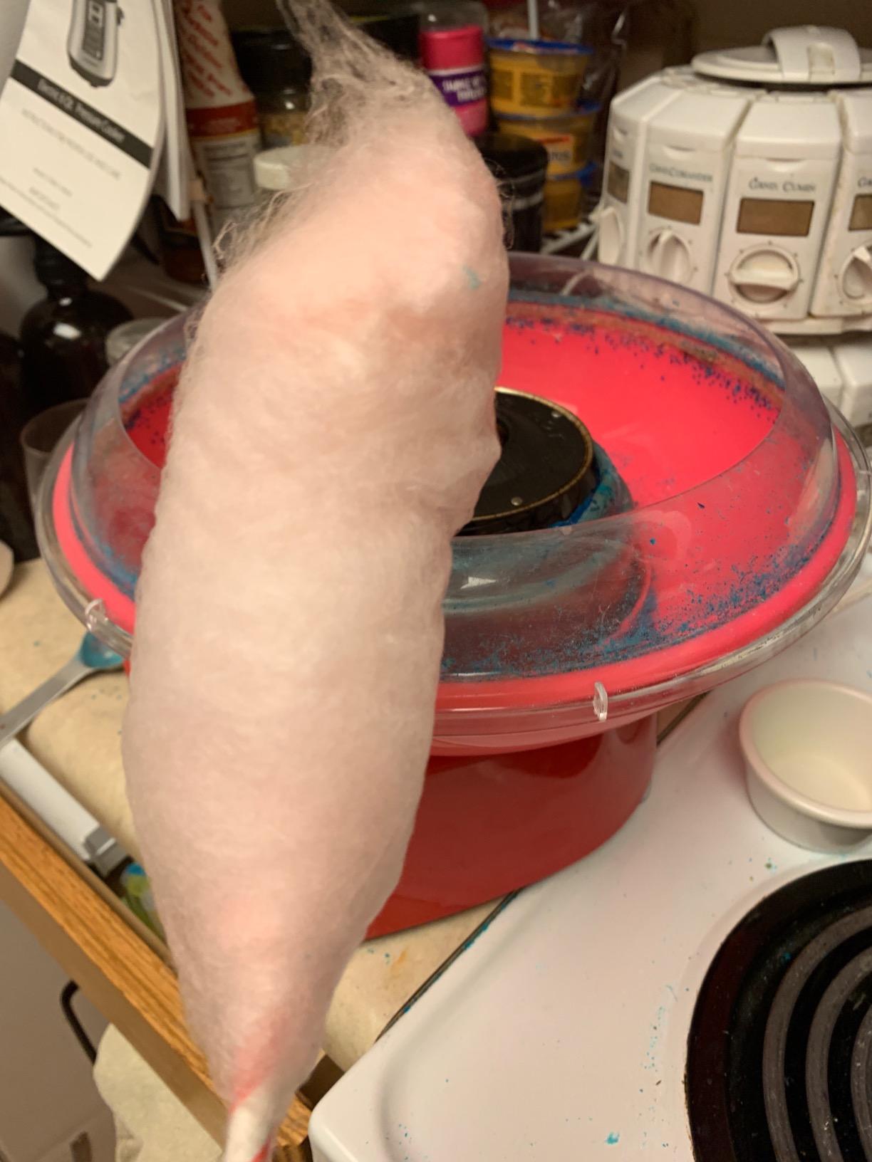Cotton Candy Machine - Bright, Colorful Style- Makes Hard and Sugar Free Candy, Sugar Floss, Homemade Sweets for Birthday Parties - Includes 10 Cones & Scooper customer photo 1