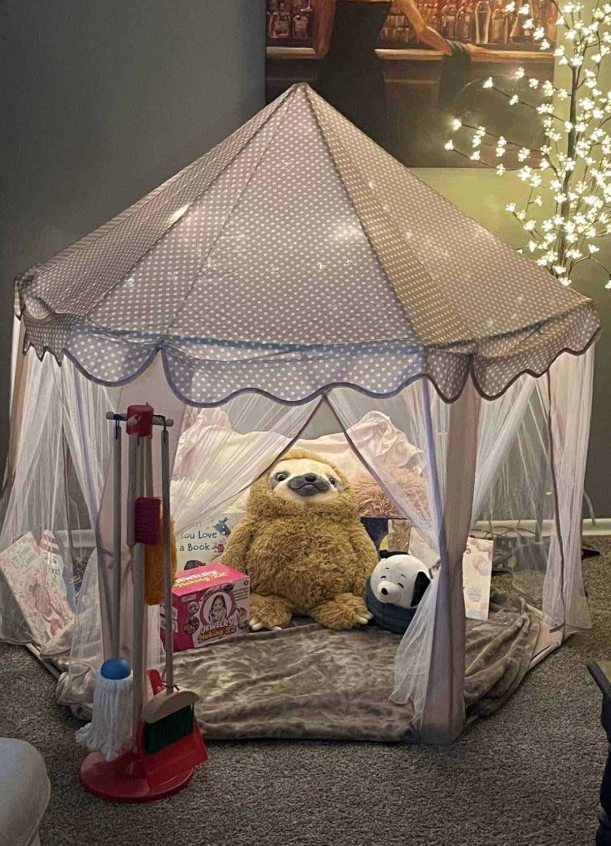 Princess Tent Girls Large Playhouse Kids Castle Play Tent with Star Lights Toy for Children Indoor and Outdoor Games, 55'' x 53'' (DxH) customer photo 1