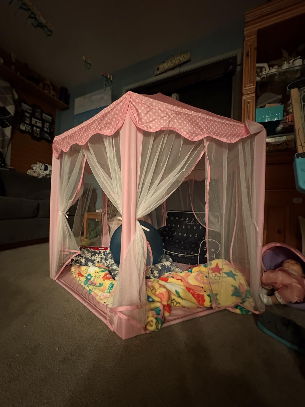 Princess Tent Girls Large Playhouse Kids Castle Play Tent with Star Lights Toy for Children Indoor and Outdoor Games, 55'' x 53'' (DxH) customer photo 2