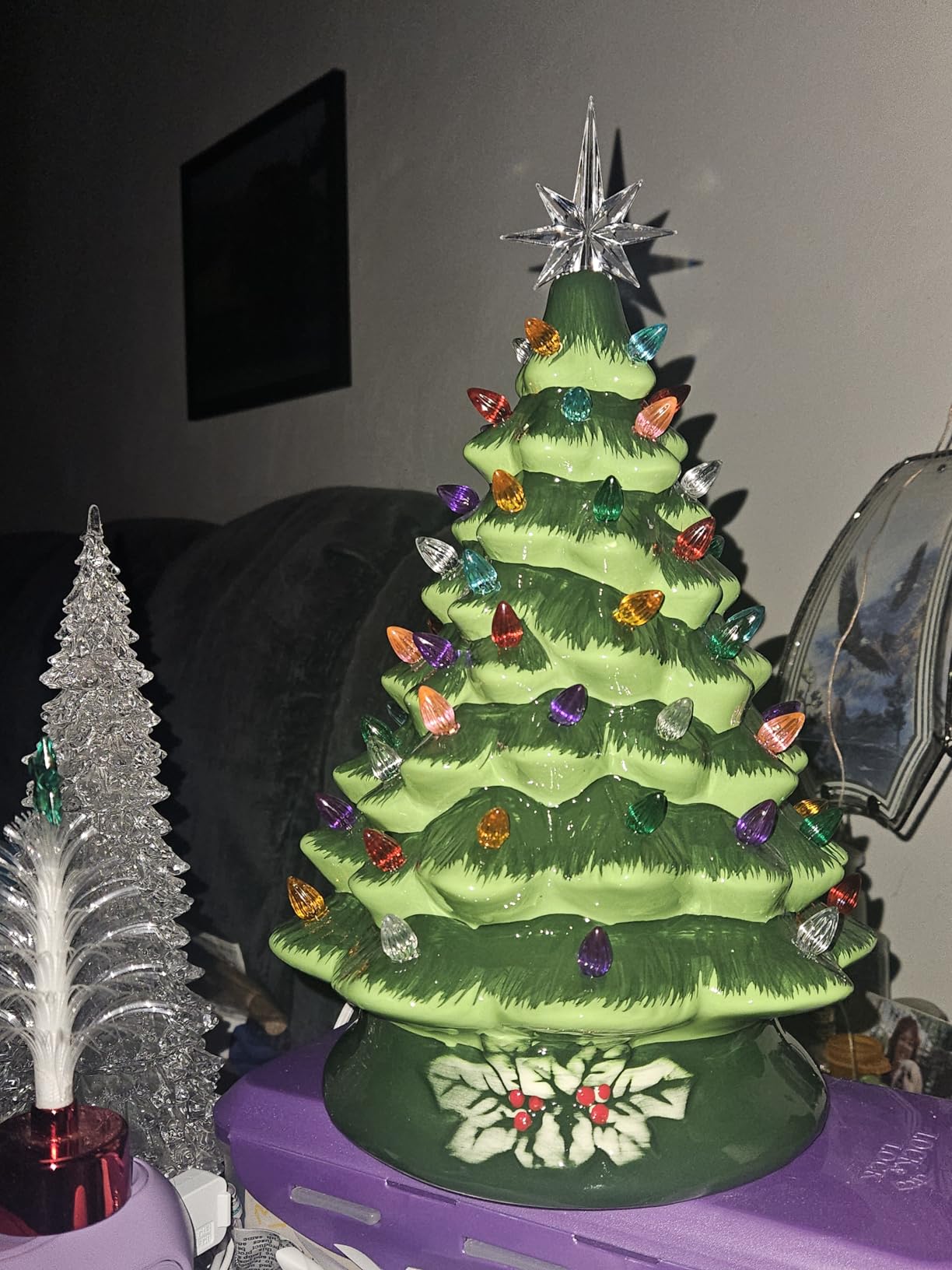 Best Choice Products 15in Ceramic Christmas Tree, Pre-lit Hand-Painted Tabletop Holiday Tree, Star Topper, 64 Lights - Green w/Multicolored Bulbs customer photo 2
