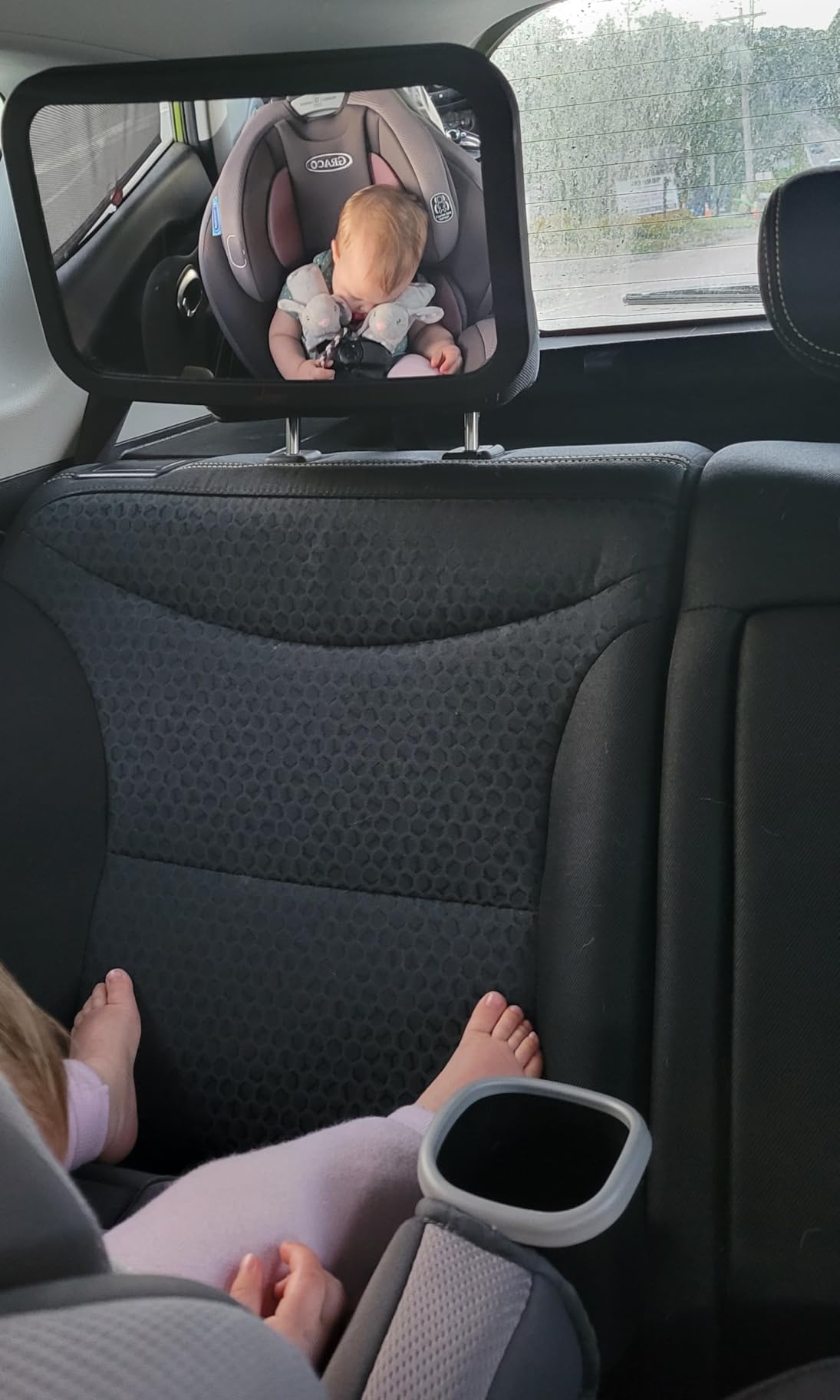 Lusso Gear Baby Car Mirror - Shatter-Resistant Glass & Stable Rear-Facing Headrest Mount - Wide-Angle Baby Mirror for Car Backseat View - Auto Essentials for Babies - 11.5 in, Black customer photo 2