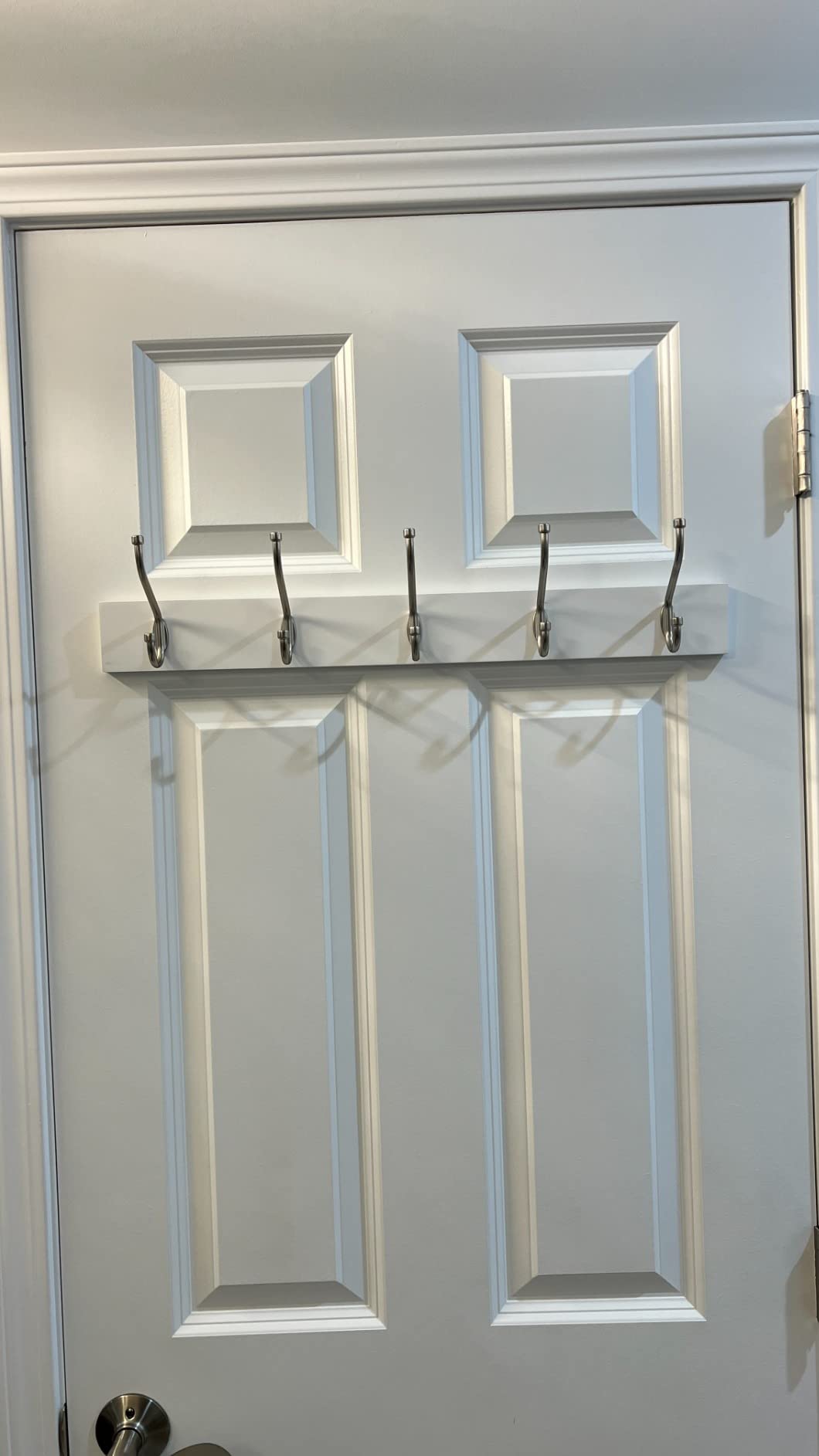 Amazon Basics Rectangular Farmhouse Wall-Mounted Coat Rack for Entryway and Bedroom, Storage Organizer, 5 Hooks, Barnwood | Farmhouse customer photo 2