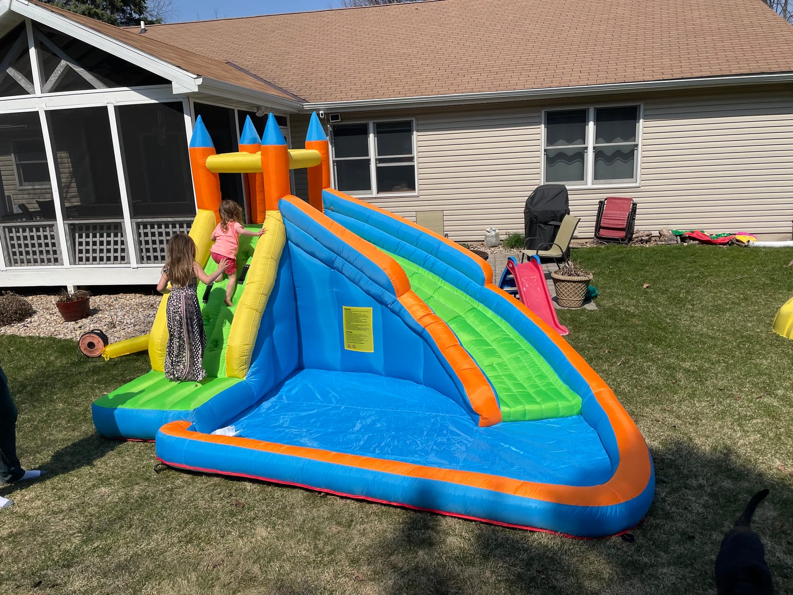 Costzon Inflatable Water Slide, Giant Bouncy Water Park Jump Castle Waterslide for Kids Backyard Outdoor Fun with Climbing Wall, Splash Pool, Blow up Water Slides Inflatables for Kids Party Gifts customer photo 1