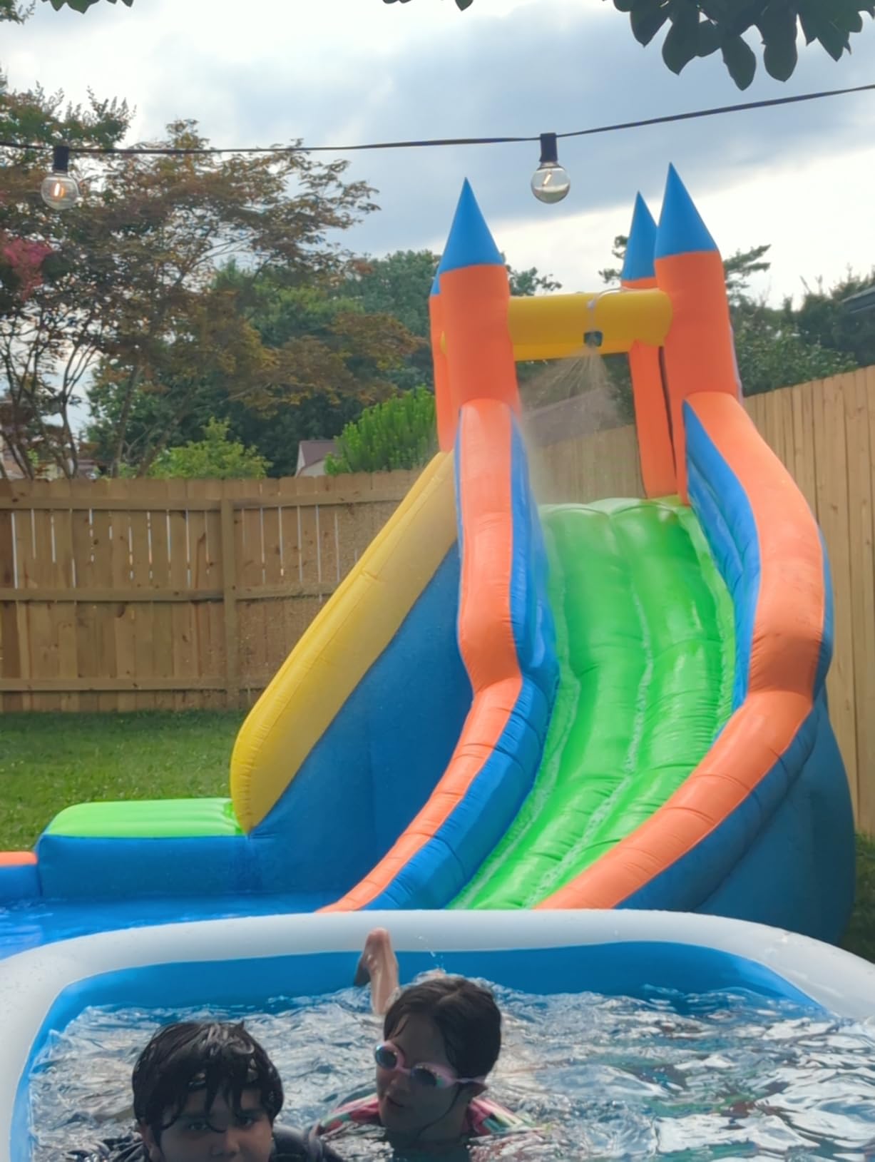 Costzon Inflatable Water Slide, Giant Bouncy Water Park Jump Castle Waterslide for Kids Backyard Outdoor Fun with Climbing Wall, Splash Pool, Blow up Water Slides Inflatables for Kids Party Gifts customer photo 2