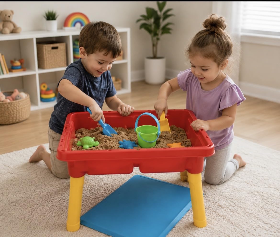 Toddler Sensory Kids Table with Lid | Sensory Bin | Kidoozie | Mega Block Compatible Lid | Indoor Outdoor Use, Red, G02521 17 x 12.5 x 11 inches customer photo 2