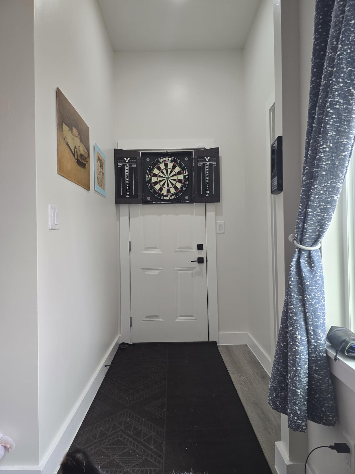 Viper Vault Cabinet & Shot King Sisal/Bristle Dartboard Ready-to-Play Bundle with Two Sets of Steel-Tip Darts, Throw Line, and Dry Erase Scoreboards, Walnut Finish customer photo 2