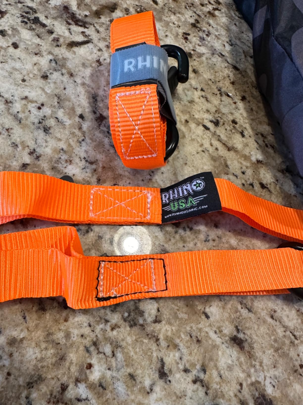 Rhino USA Ratchet Straps Tie Downs (4-Pack) - 1in x 15ft with S Hooks | 1,823lb Break Strength. Manual Ratchet w/ S Hooks & Soft Loops. For Trucks, Cargo, Moving, Appliances & Furniture. Black customer photo 2