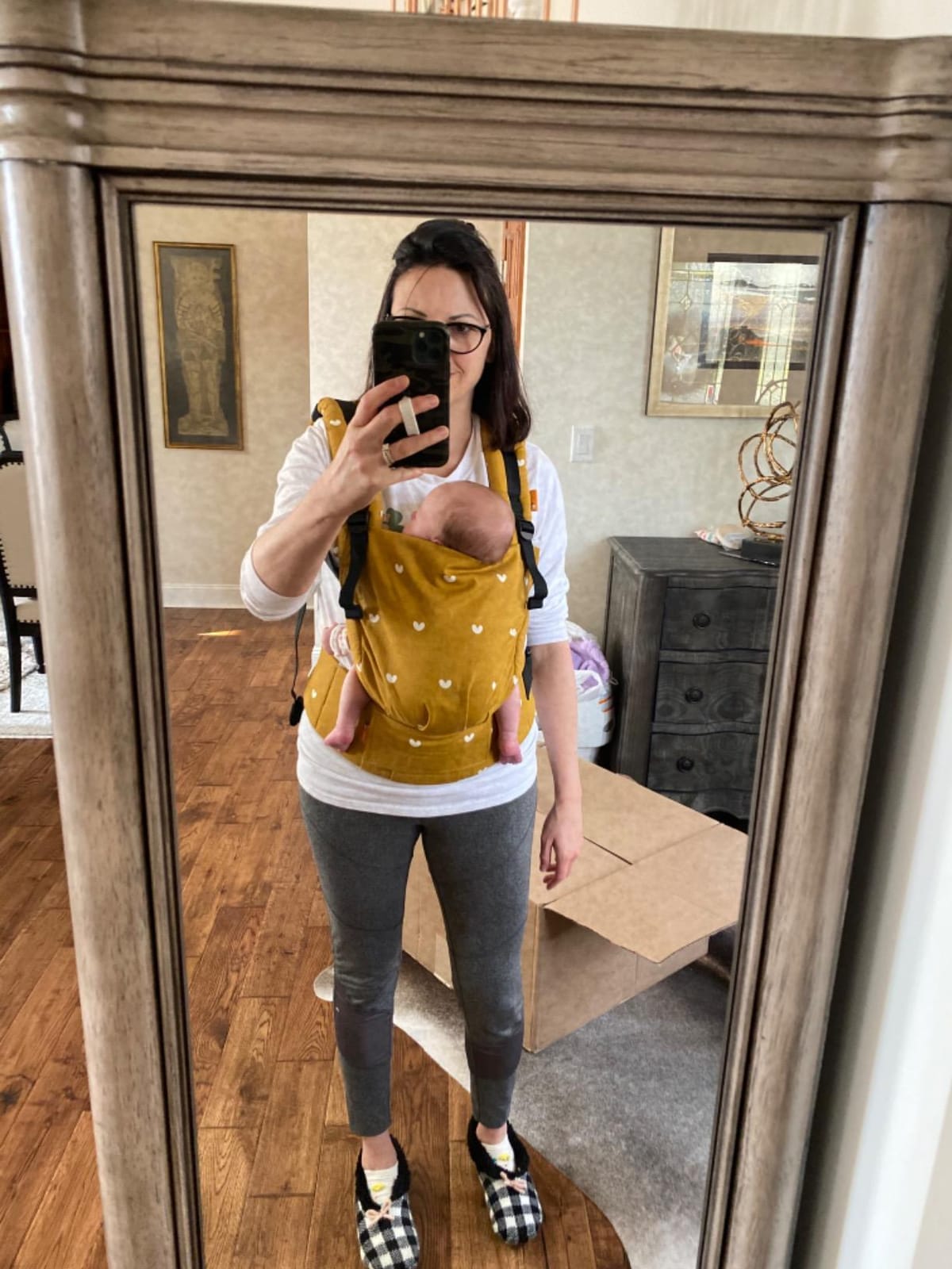 Baby Tula Free-to-Grow Cotton Baby Carrier | Adjustable, Newborn to Toddler Carrier, Ergonomic Fit for 7-45 lbs, 3 Position Carrying Options, Discover (Black/Stars) customer photo 2