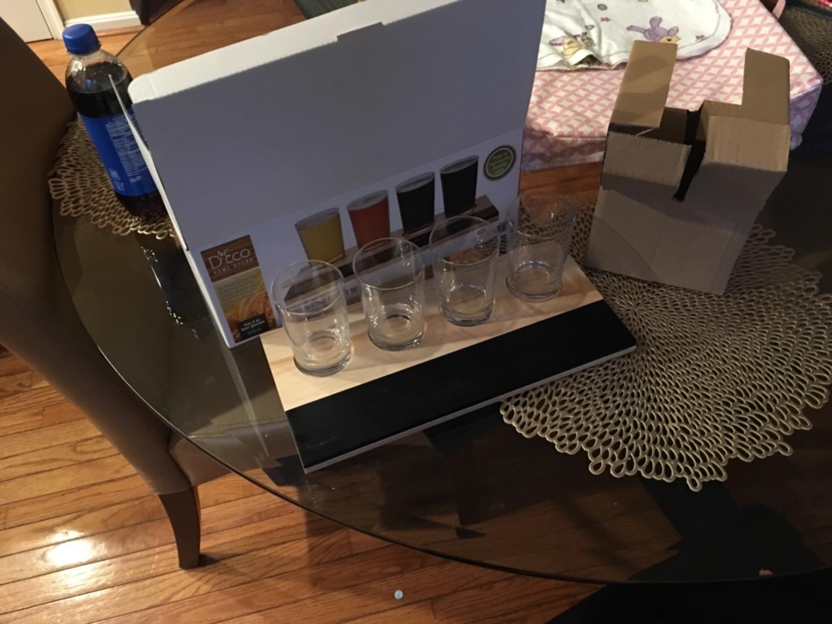 D'Eco Beer Tasting Flight Sampler Board - Set Includes Four 6 oz Pilsner Craft Brew Glasses & Wooden Tray w Chalkboard customer photo 1