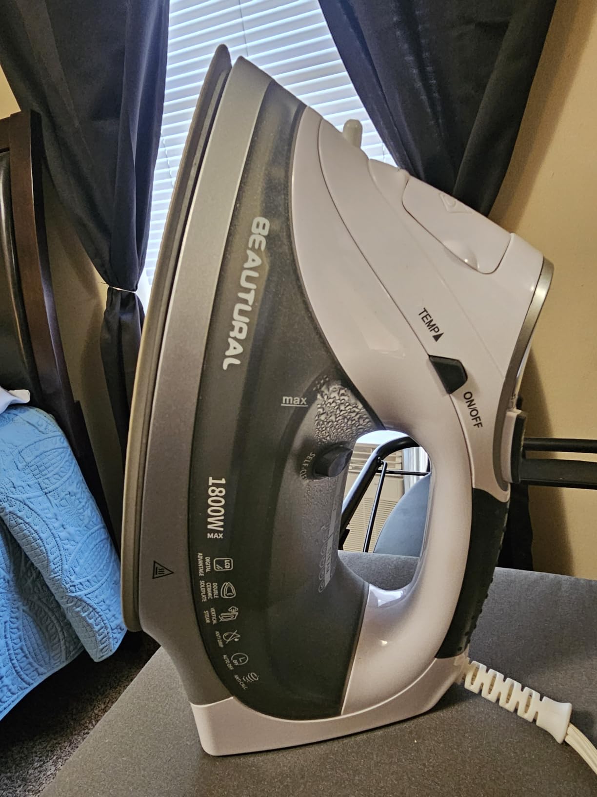 BEAUTURAL 1800 Watts Steam Iron with Digital LCD Screen, 3-Way Auto Shutoff | Double-Layer and Ceramic Coated Soleplate, 9 Preset Temperature, Burst of Steam for Variable Fabric, Anti-Drip and Anti-Calc customer photo 1