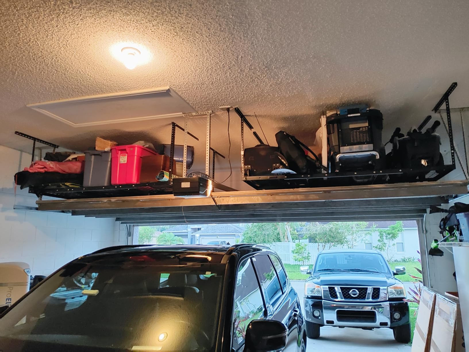 FLEXIMOUNTS 4x6 Overhead Garage Ceiling Storage Rack Organization, Black | 450Lbs Weight Capacity, 22