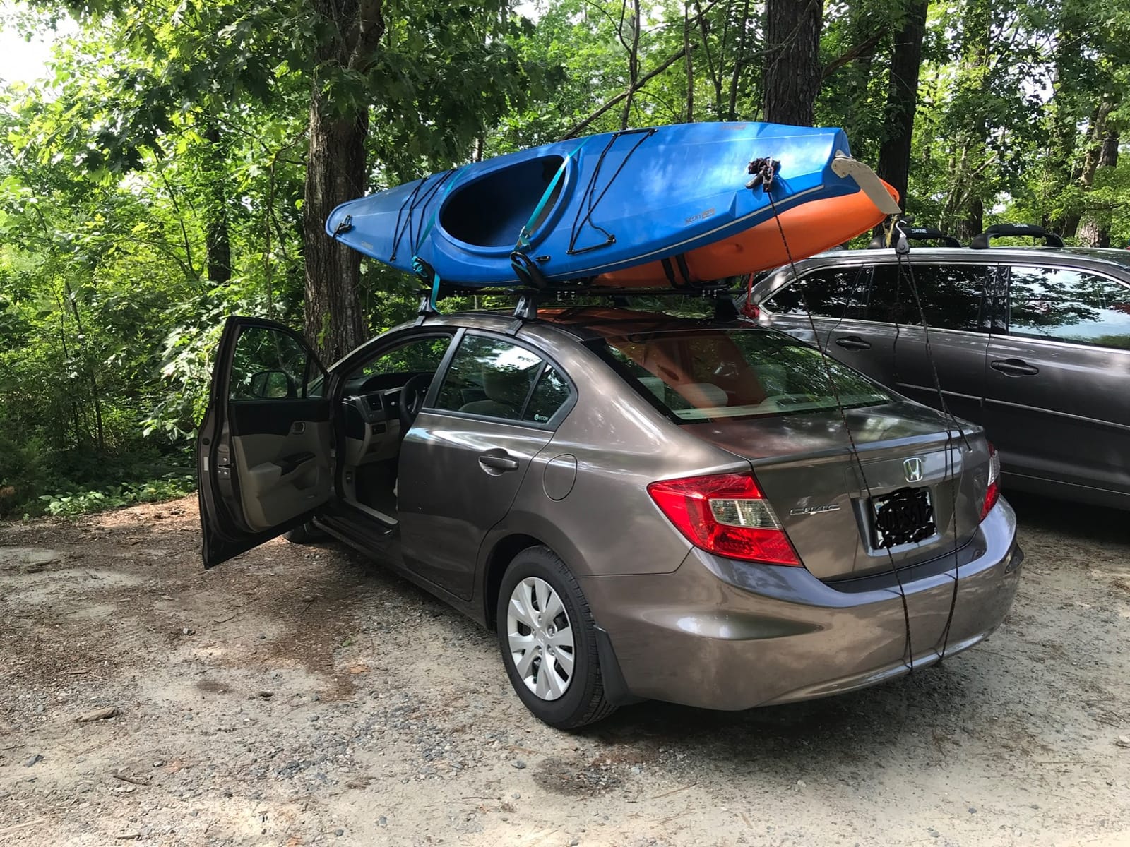 2 Pairs Heavy Duty Kayak Rack-Includes 4 Pcs Ratchet Tie-Mount on Car Roof Top Crossbar-Easy to Carry Kayak Canoe Boat Surf Ski (J-Bar Rack) customer photo 2
