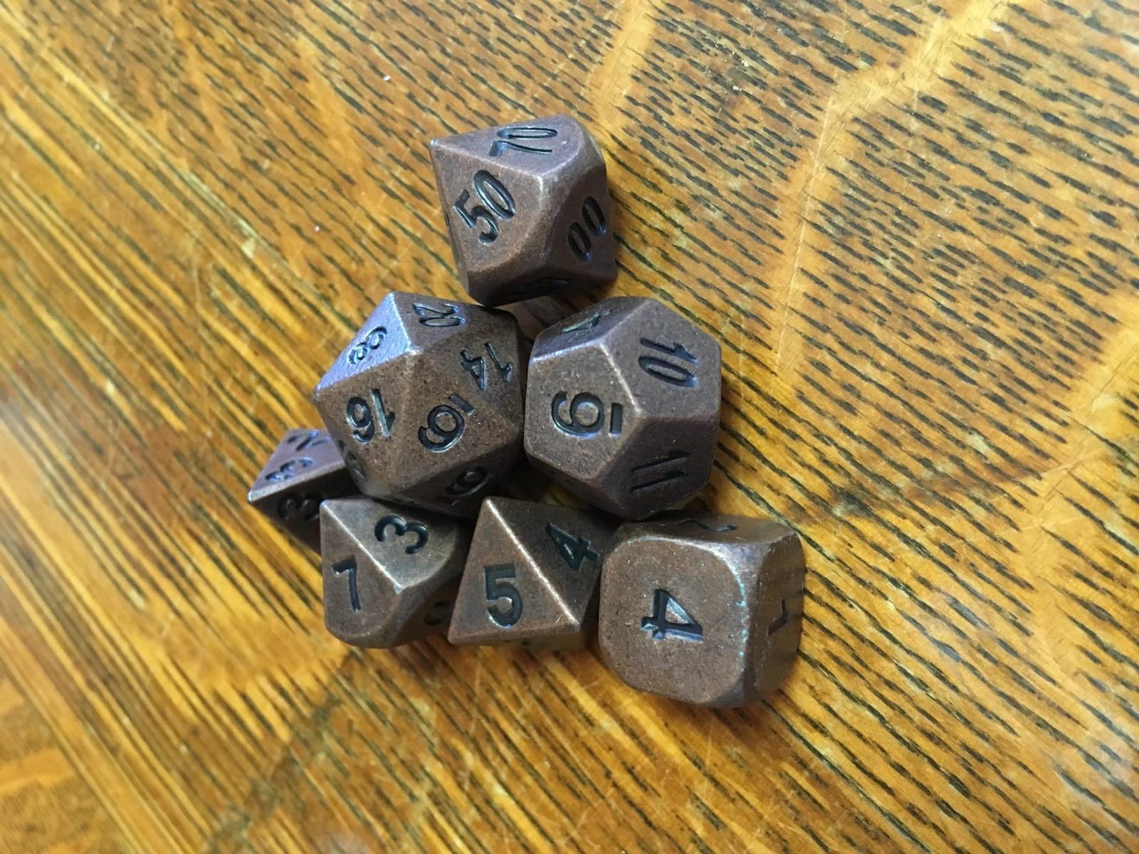 Bescon Antique Copper Solid Metal Polyhedral D&D Dice Set of 7 Old Copper Metal RPG Role Playing Game Dice 7pcs Set customer photo 2