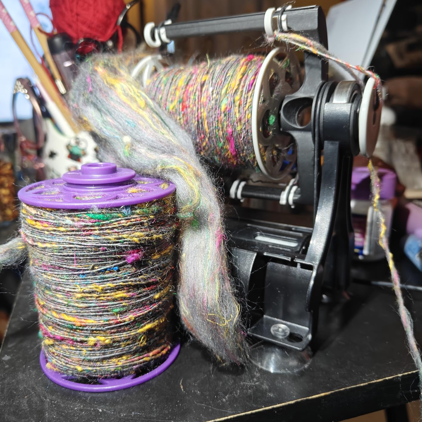 Merino & Sari Silk, Exotic Fiber Blend for Spinning & Felting, Ganesha | Super Soft Combed Top Roving with Exciting Texture and Color by Living Dreams Yarn, Muelsing-free, Ahimsa customer photo 2