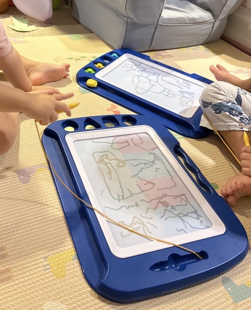 SGILE Toddler Toys for Kids, Large Magnetic Drawing Board for Birthday Gift, Toys for 1 2 3 4 Year Old Girls Boys, Etch & Sketch Pad with 4 Stamps, Learning and Educational, 16 ×13 in, Blue customer photo 2