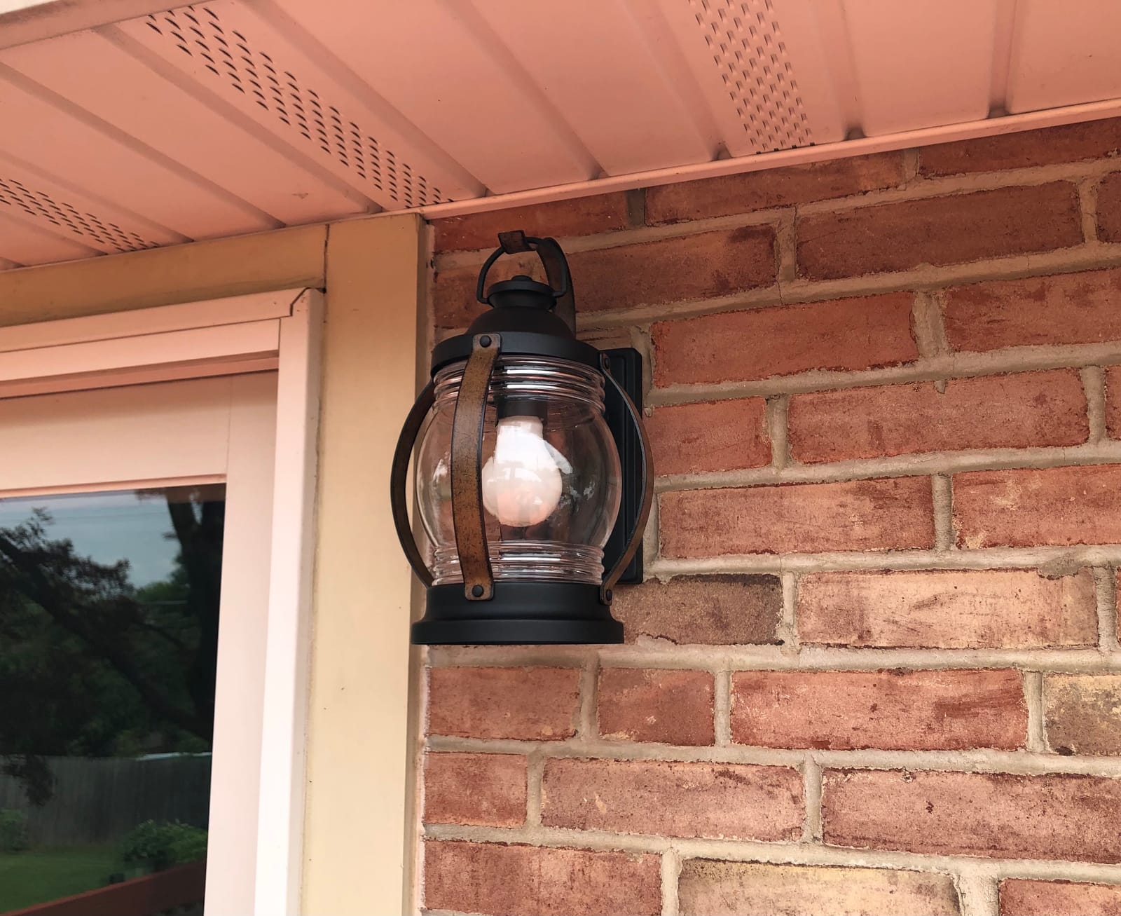 Westinghouse 6335100 Canyon One-Light Outdoor Wall Fixture, Textured Black and Barnwood Finish with Clear Glass customer photo 1