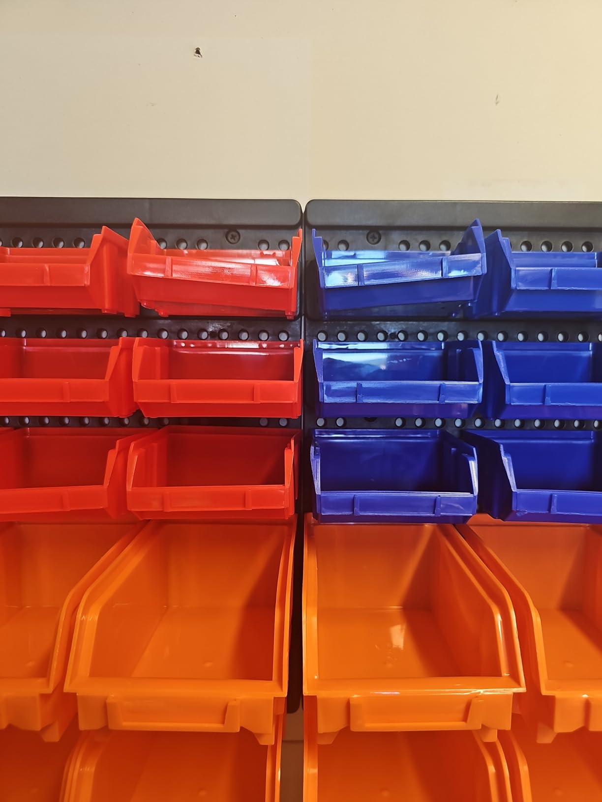 HORUSDY Wall Mounted Storage Bins Parts Rack 30PC Organizer Garage Plastic Shop Tool for Men's Gift, Blue,Orange,Red customer photo 1