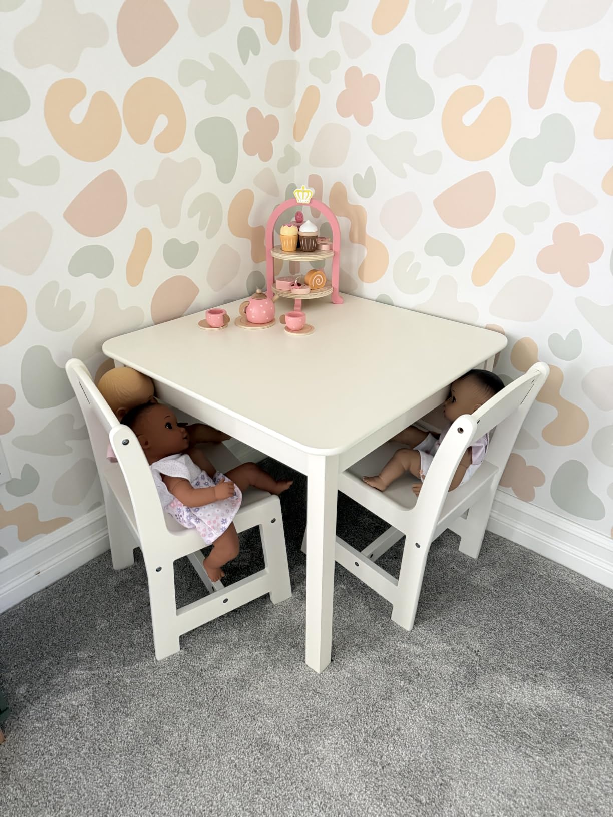 Delta Children MySize Kids Wood Table and Chair Set (2 Chairs Included) - Ideal for Arts & Crafts, Snack Time & More - Greenguard Gold Certified, Grey, 3 Piece Set customer photo 2