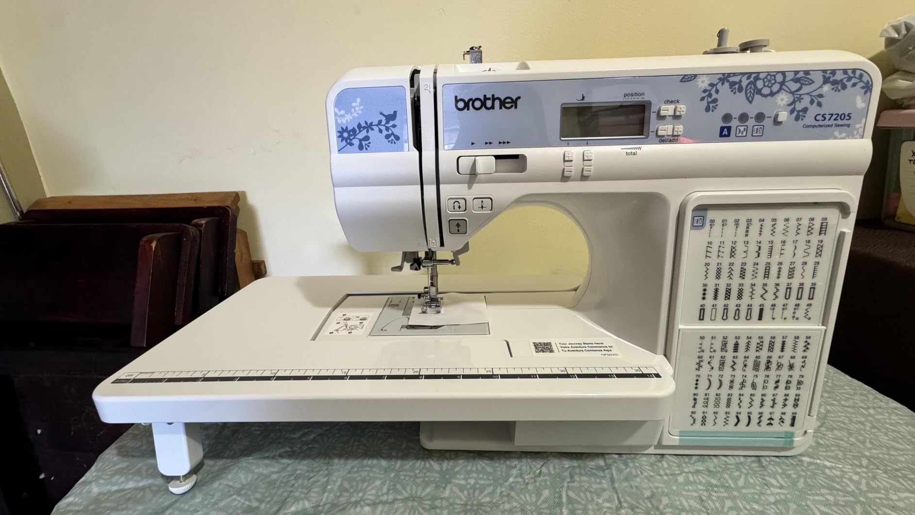 Brother CS7205 Computerized Machine, 150 Built Stitches, 1 Font, Wide Table, 11 Sewing Feet, White customer photo 2
