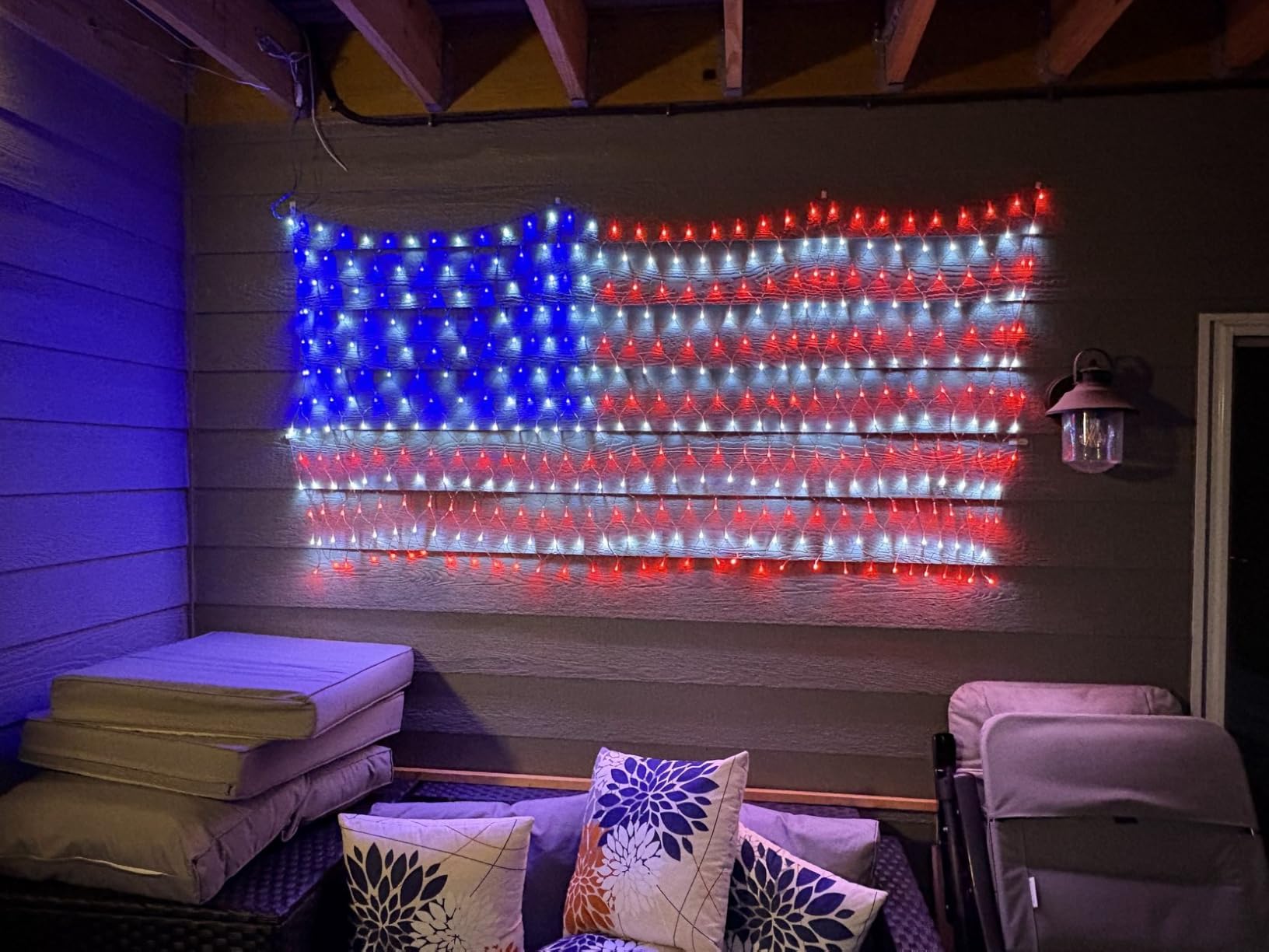HYH American Flag LED Lights, 420 LEDs Net Light Up Flag Outdoor Waterproof | USA Super Bright Flags Light for 4th of July, Memorial Day, Independence Day, Garden Yard Holiday Party Christmas Decoration customer photo 2